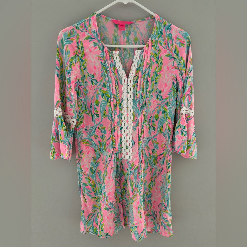 LILLY PULITZER Dress Women's size XXS Pink Holle Tunic Unicorn of the Sea Print